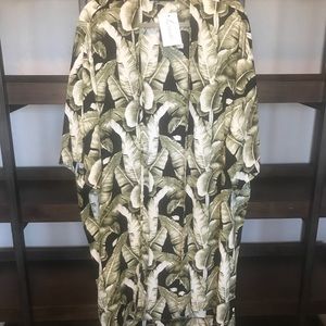 Patterned green/black duster! Size S
